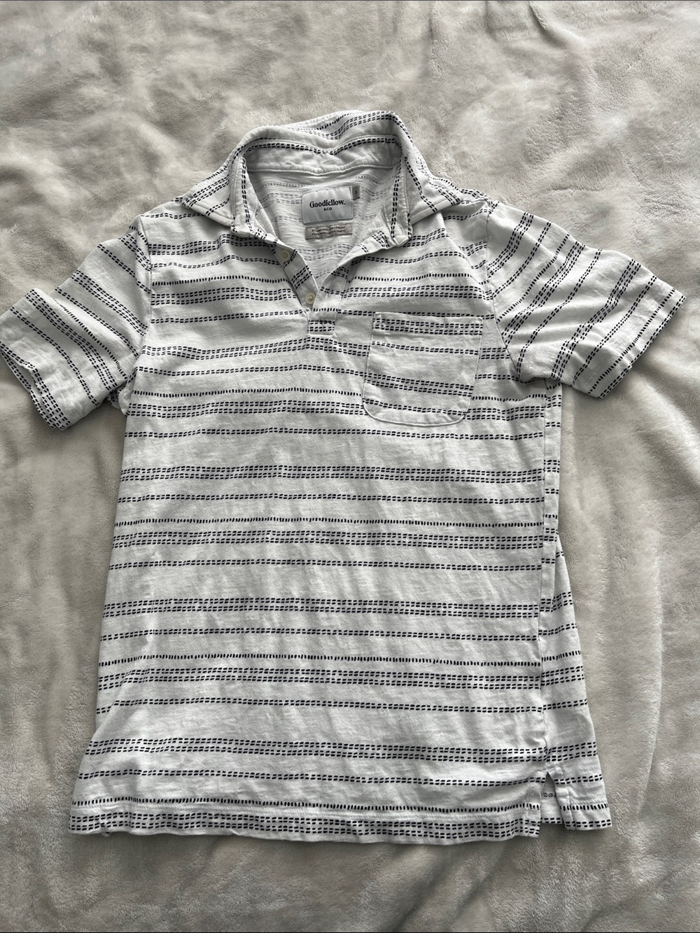 Goodfellow & Co White Polo with Navy Stripe Accent